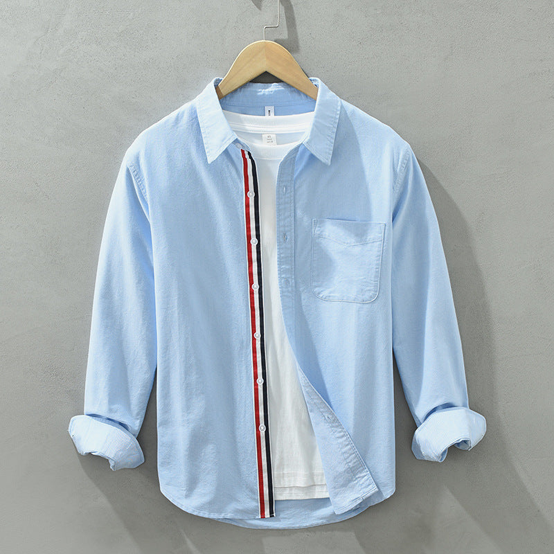 Men's Casual Woven Oxford Long-sleeved Shirt