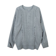 Idle Style Solid Color Cat Beard Stitching Loose Sweater