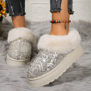 Plus Size Short Tube One Pedal Cotton Shoes Fleece-lined Thickened