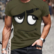Men's 3D Novelty Graphic Tee - Casual Polyester Crew Neck T-Shirt, Machine Washable