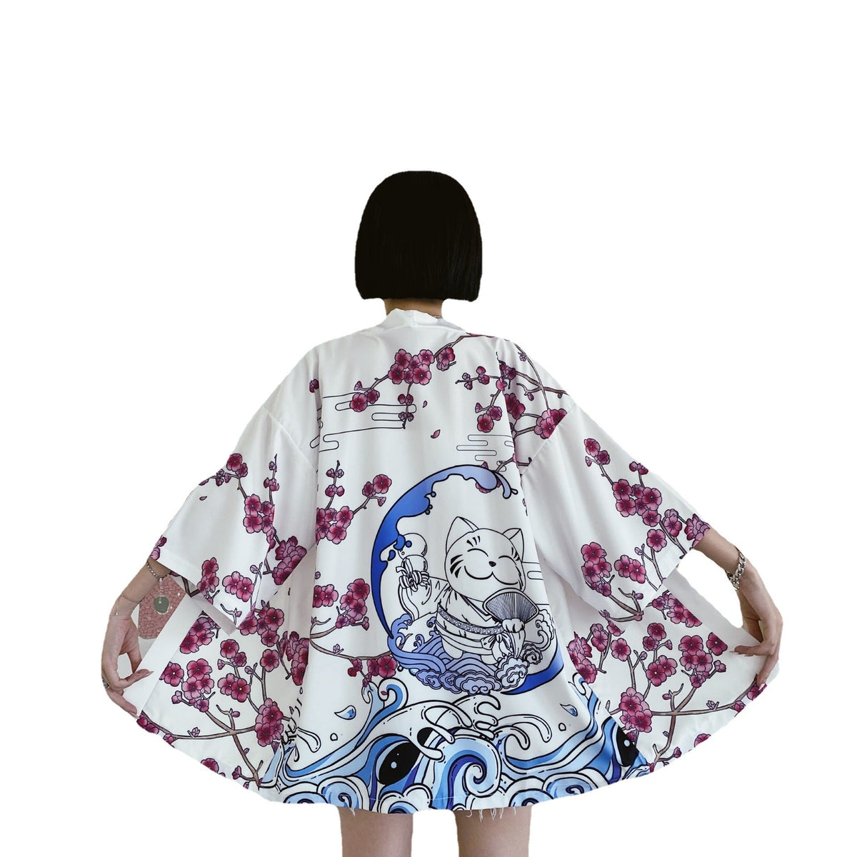 Chinese Style Artistic Lucky Cat Pattern Sun Protection Clothing Cardigan