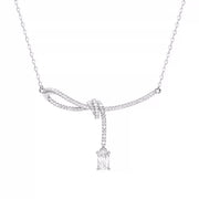 Aurora Small Sugar Cube Ribbon Knot Necklace Female Clavicle Chain
