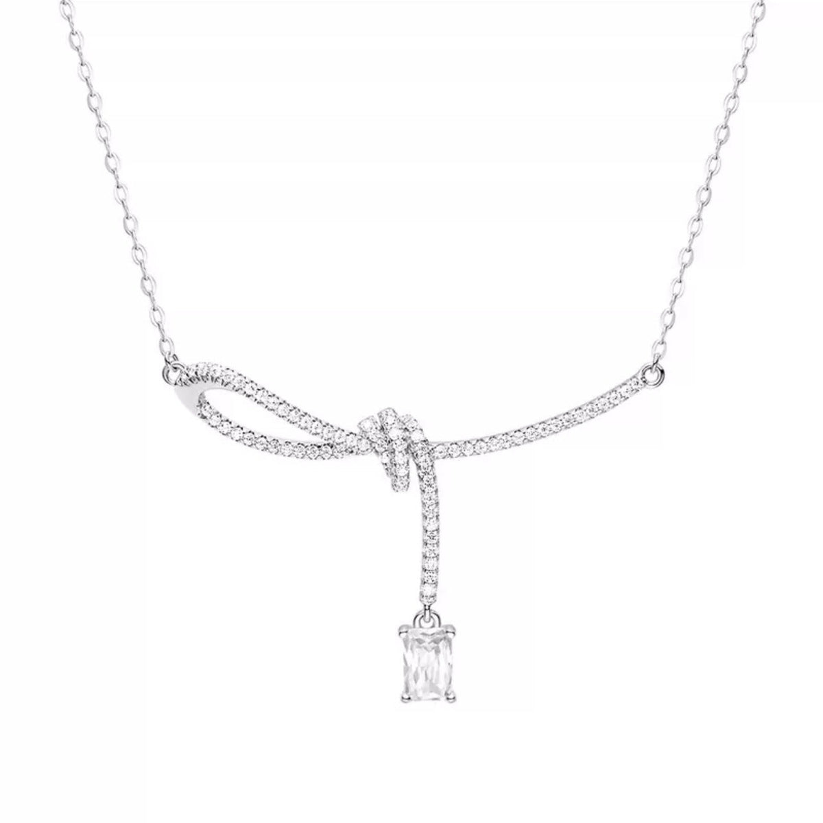 Aurora Small Sugar Cube Ribbon Knot Necklace Female Clavicle Chain