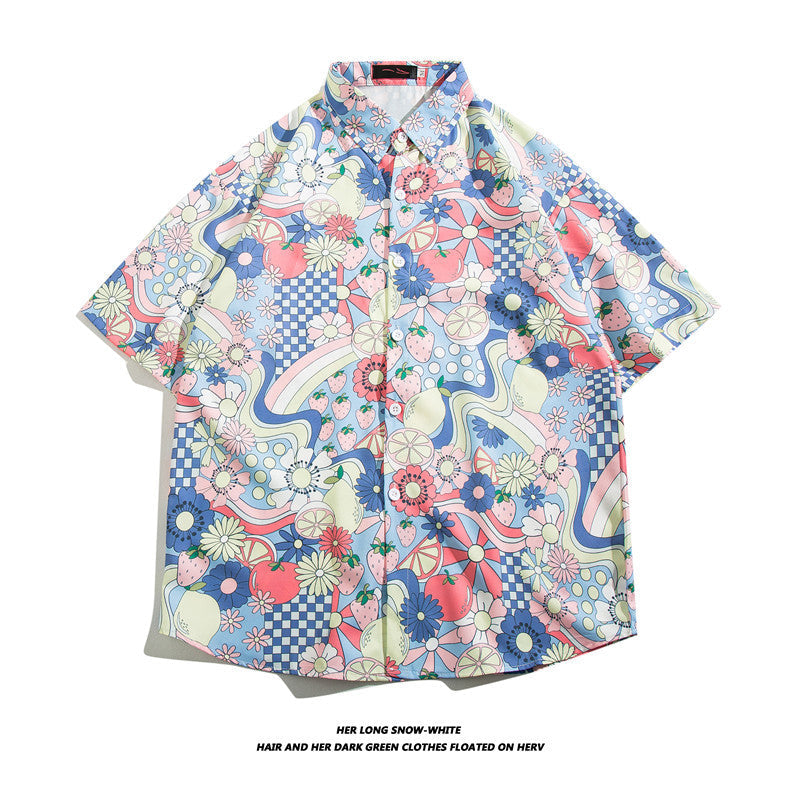 Fashionable Hawaiian Ice Silk Inch Shirt Man