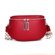 New Double Zipper Leather Messenger Bag