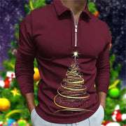 Men's Santa Claus Graphic Digital Printing Long-sleeve Zipper