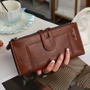 Classic Solid Color Long Clutch Wallet, Versatile Lightweight Coin Purse, Minimalist Retro Style Purse