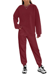 Women's Patchwork Long Sleeved Fashionable Casual Set