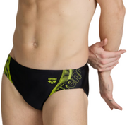 Arena Briefs Graphic 005536-560 Uomo Nero Verde - Slip da Nuoto
