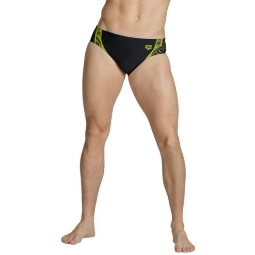 Arena Briefs Graphic 005536-560 Uomo Nero Verde - Slip da Nuoto