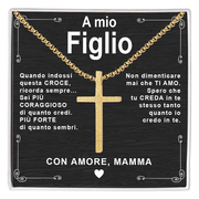 Collana Croce - A Mio Figlio, con Amore Mamma.