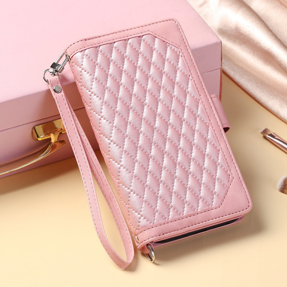 Crossbody Plaid Multi-functional Zipper Bag Mobile Phone Case