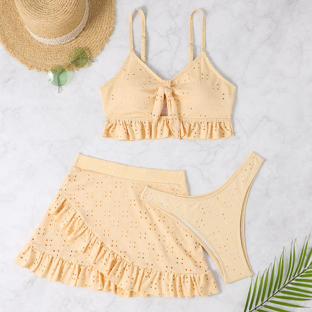 Women's Split Hip Skirt Swimsuit Three-piece Bikini
