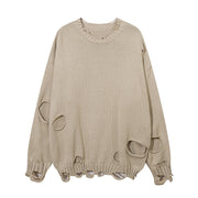 Solid Color Ripped Pullover For Men