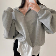 Age-reducing Sailor Collar Loose Leisure All-matching Solid Color Long Sleeve Pullover Hoodie Women