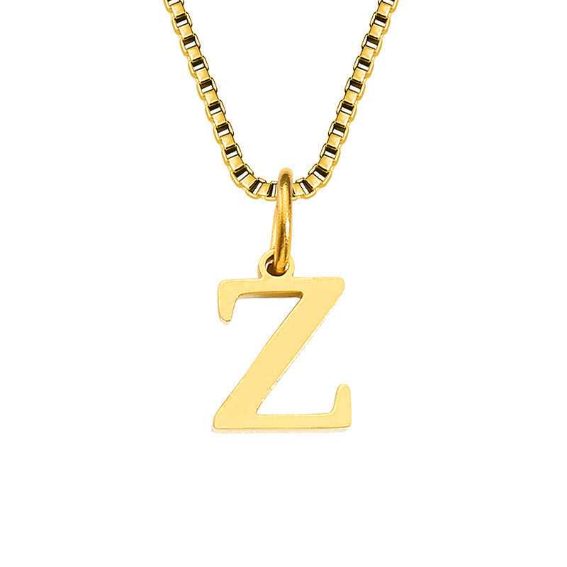 26 English Letter Necklace Titanium Steel Women's
