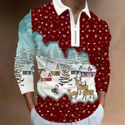 Men's Santa Claus Graphic Digital Printing Long-sleeve Zipper