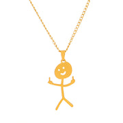 Cute Cartoon Stickman Pendant Stainless Steel Necklace