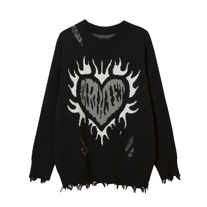 Heart Round Neck Sweater For Men