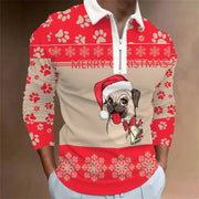 Men's Santa Claus Graphic Digital Printing Long-sleeve Zipper