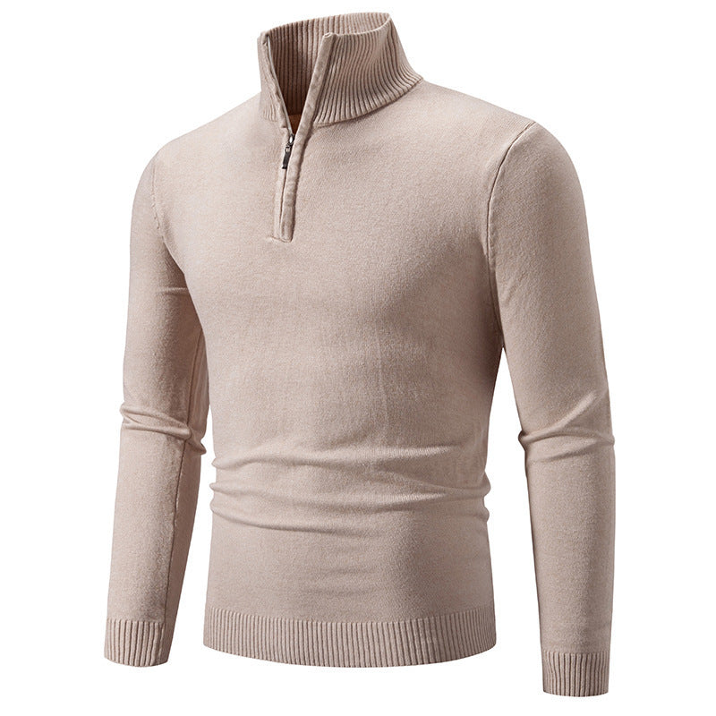 Zip-up Turtleneck Pullover Men's Long Sleeved Sweater