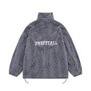 Butterfly Paste Cloth Embroidery Plus Double-sided Plush Stand Collar Coat