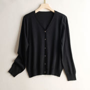 Basic Style Commuter Coat Silk Knitted Cardigan Sweater