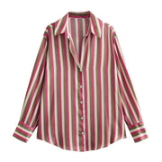 All-match Silk Satin Texture Draping Long-sleeved Shirt For Women