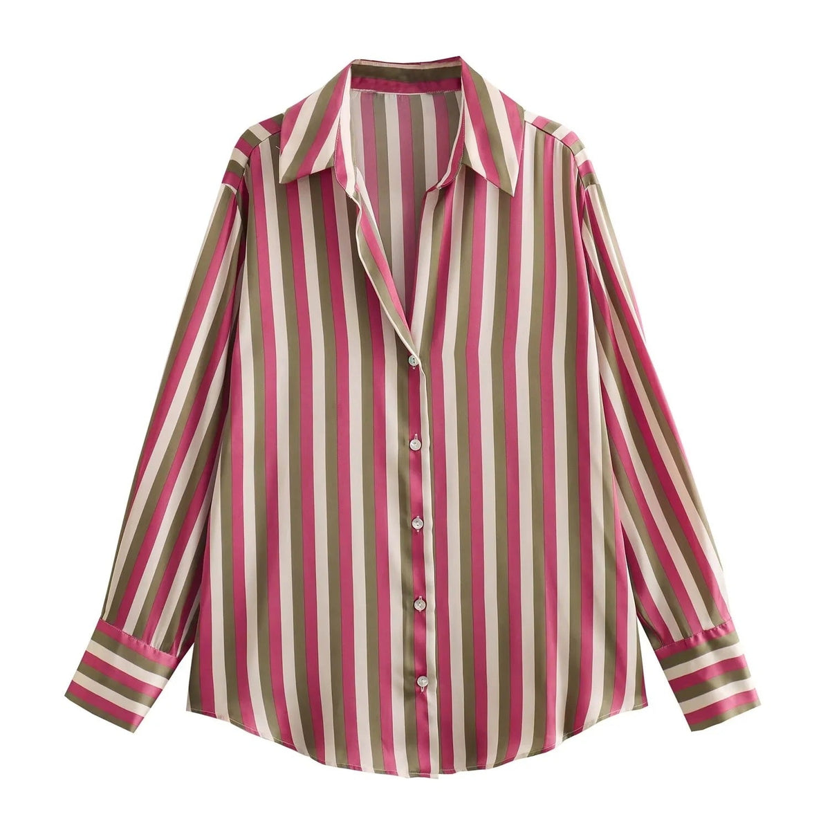 All-match Silk Satin Texture Draping Long-sleeved Shirt For Women