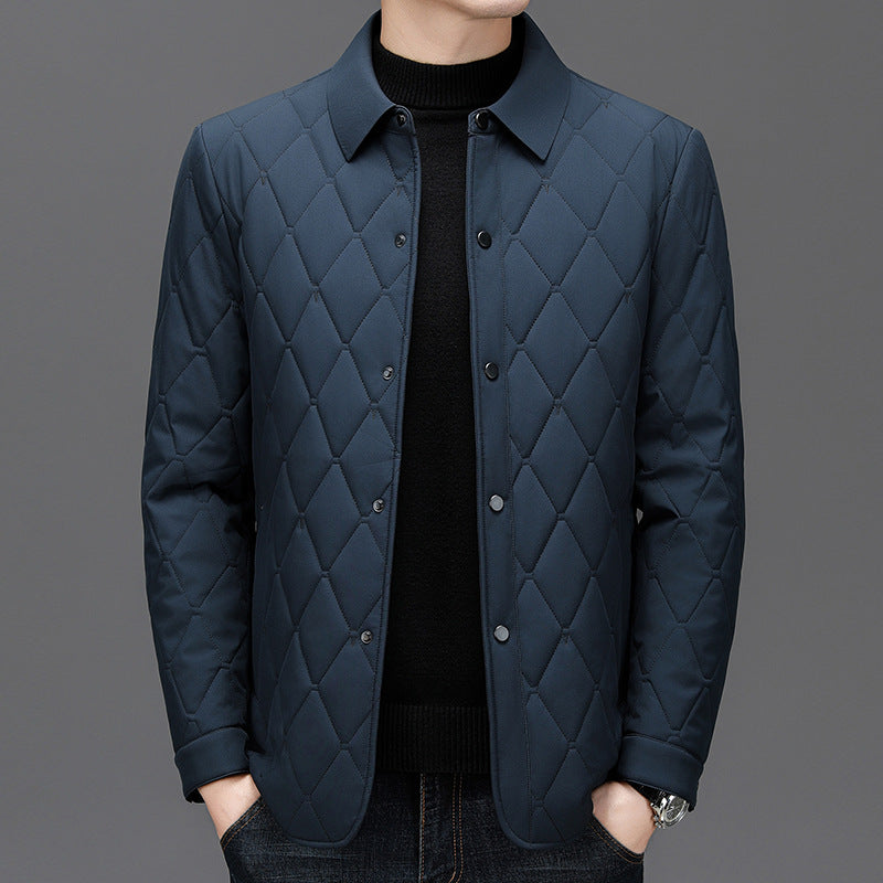Cotton-padded Middle-aged Business Leisure Warm Single-breasted Lapel Simple Loose Jacket