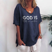 Women's Face Print Short Sleeve V-neck
