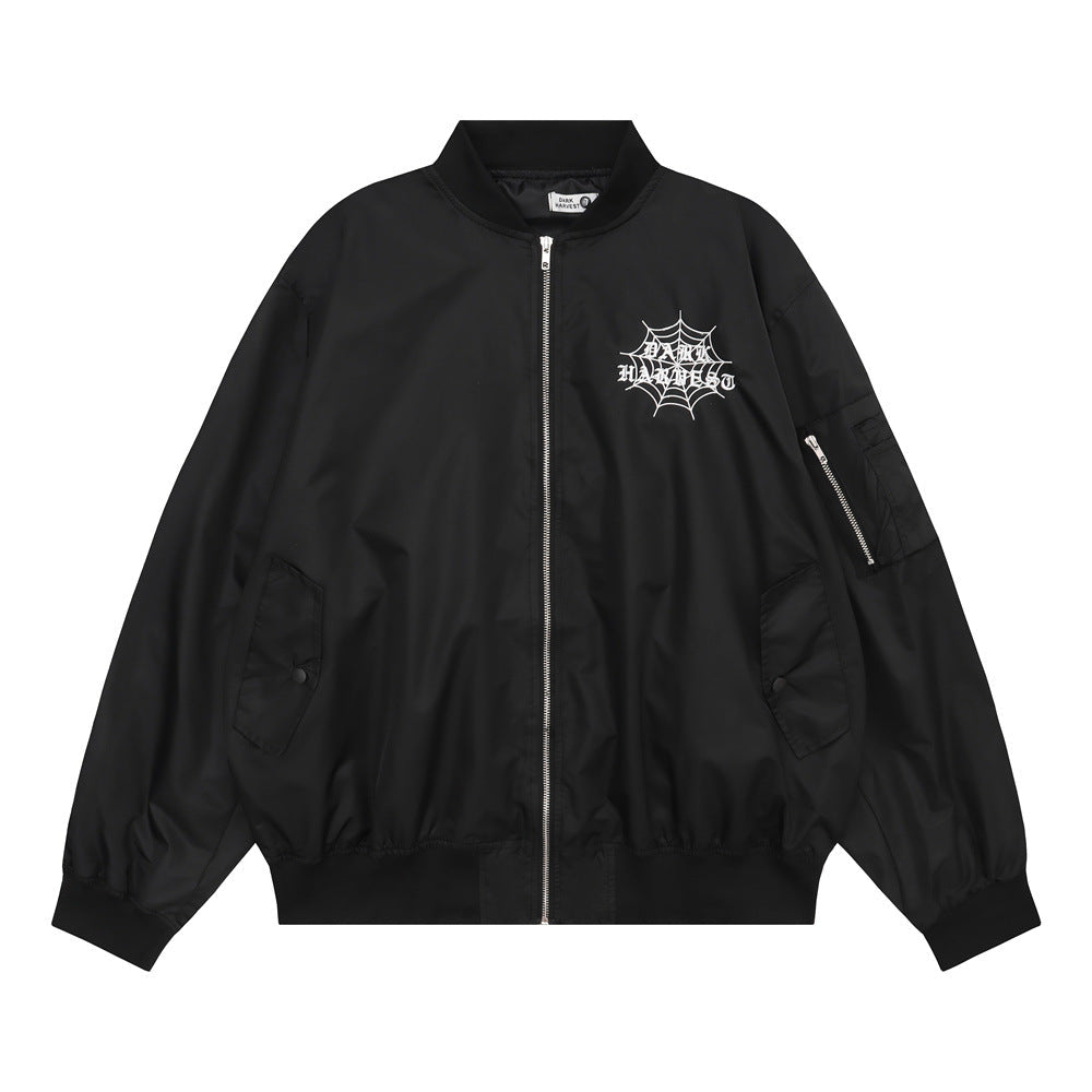 Spider Web Embroidery Thickening Coat Men