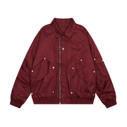 Loose Design Pocket Solid Color Polo Collar Coat