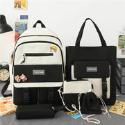 High Capacity Nylon Backpack For Middle School Students, Five Piece Set