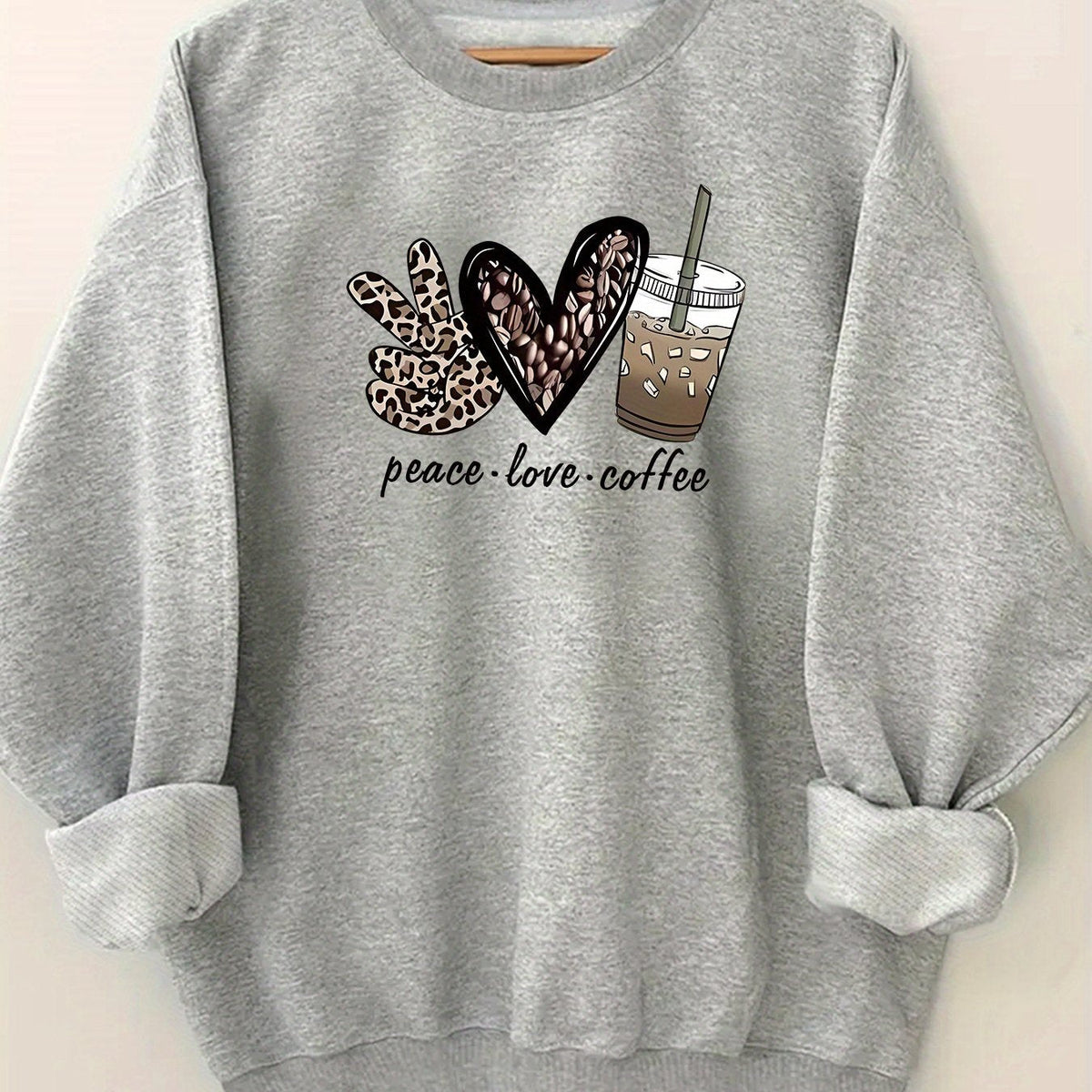 Women's Casual Crew Neck Sweatshirt with Letter Print - Soft Polyester, Machine Washable, Perfect for Spring & Fall, for Autumn, Spring