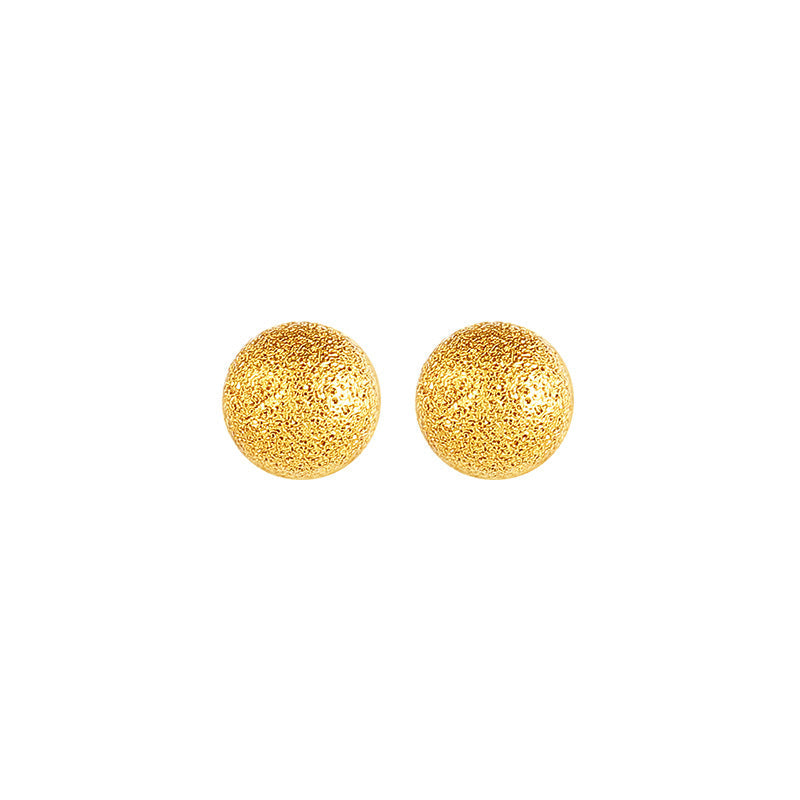 Copper-plated Gold Frosted Glossy Round Mini Ear Studs