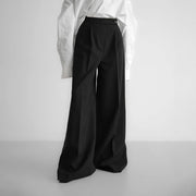 Retro Classic Solid Color Commute Loose Suit Pants