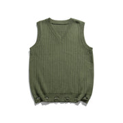 Solid Color Men's Sweater V-neck Knitted Vest