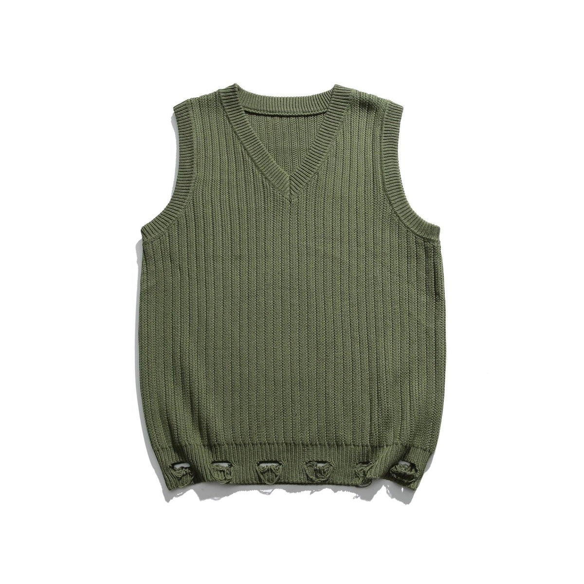 Solid Color Men's Sweater V-neck Knitted Vest