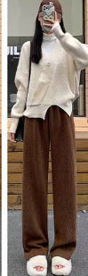 High Waist Drape Black Straight Loose Casual Pants Trousers