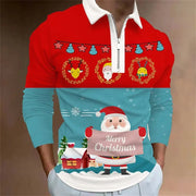 Men's Santa Claus Graphic Digital Printing Long-sleeve Zipper