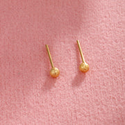 Copper-plated Gold Frosted Glossy Round Mini Ear Studs