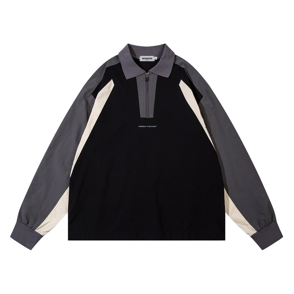 Stitching Thin Lapel Sweater Male