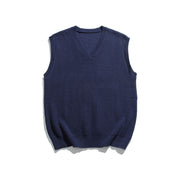 Solid Color Men's Sweater V-neck Knitted Vest