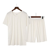 Men's Ice Silk Pajamas Summer Short Sleeve Suit Casual