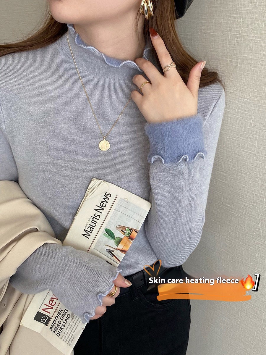 Single-layer Fleece-lined Mink Sweater Women