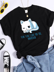 Pattern T-shirt Fashionable Printed Fashion Loose T-shirt Cat