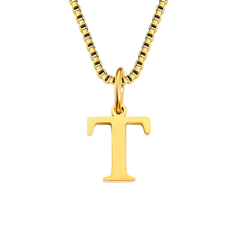 26 English Letter Necklace Titanium Steel Women's
