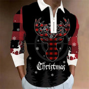 Men's Santa Claus Graphic Digital Printing Long-sleeve Zipper