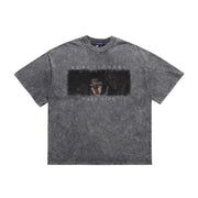 Retro Distressed Printed Short Sleeve Neutral